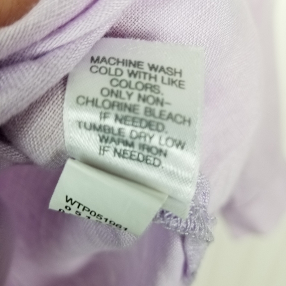 J Jill Love Linen Women's Medium Long Sleeve Button Tunic Top Shirt Purple Slit - Picture 8 of 11